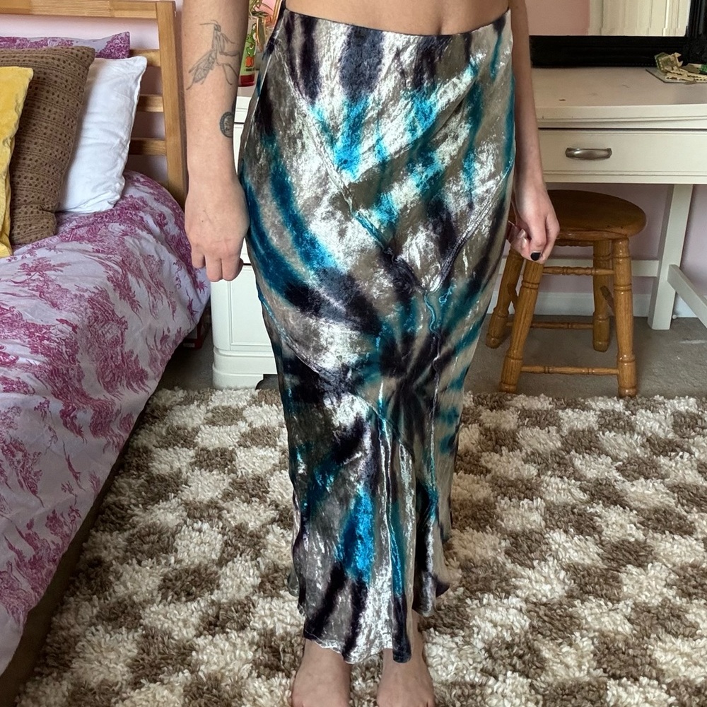 Free People Serious Swagger Velvet Tie Dye Maxi Skirt